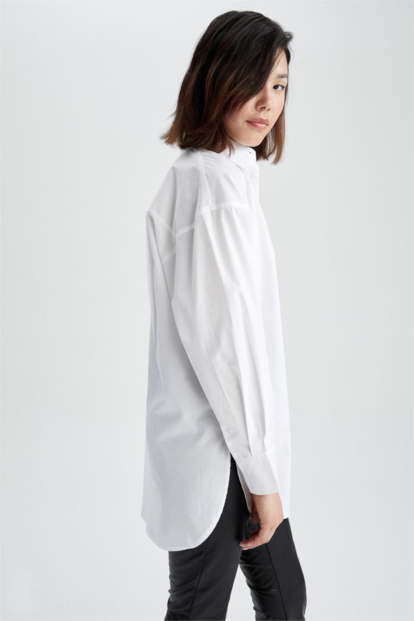 WOMAN White Oversize Fit Poplin Long Sleeve Tunic