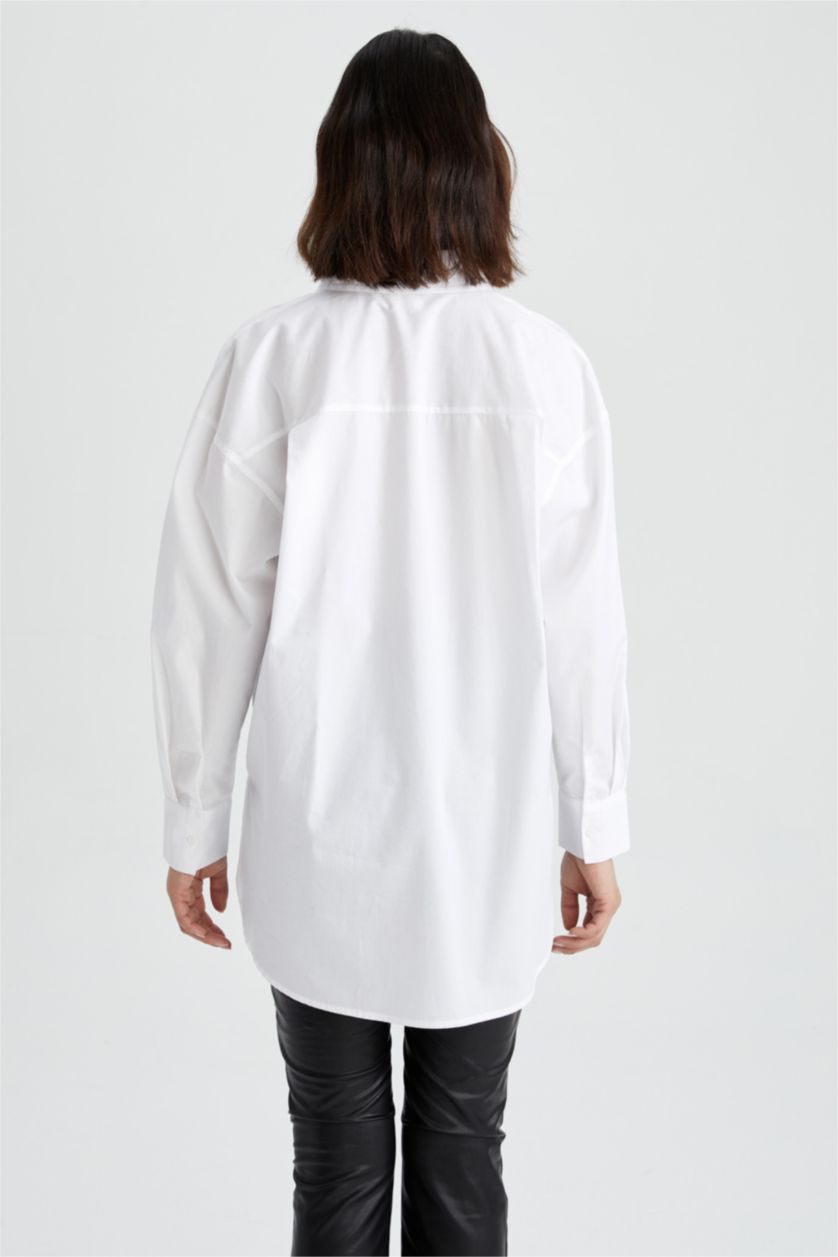 WOMAN White Oversize Fit Poplin Long Sleeve Tunic