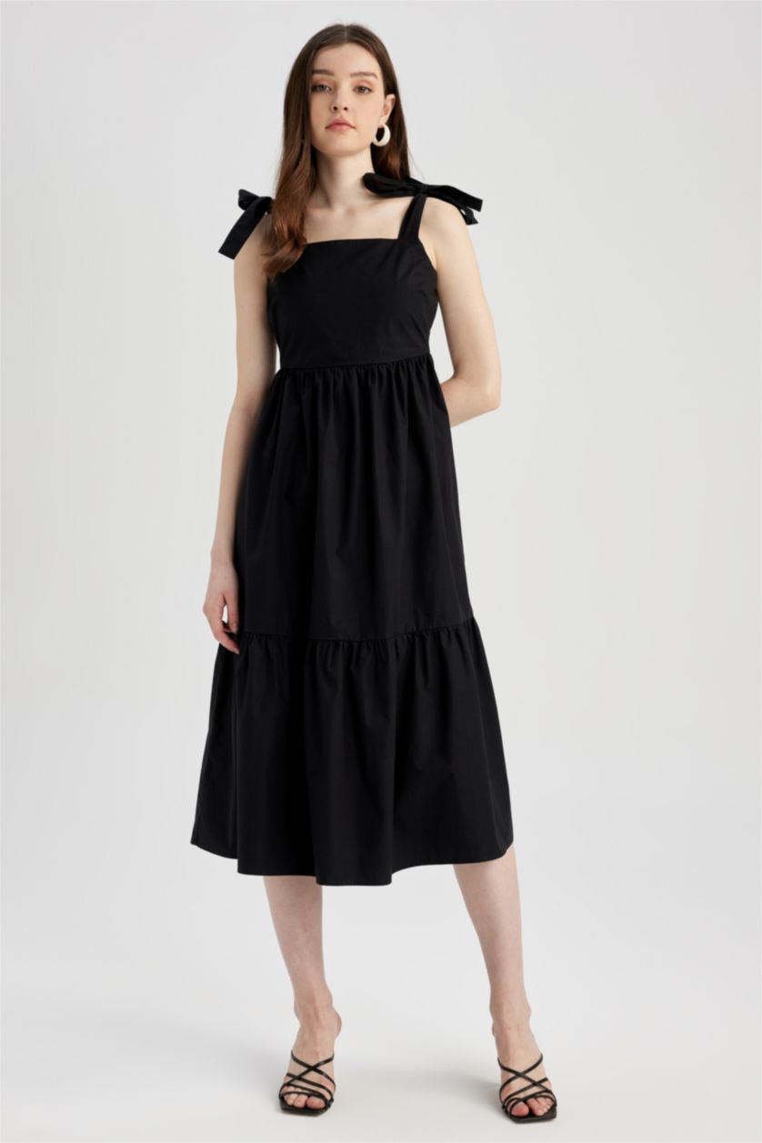 FEMME Noir Robes Popeline