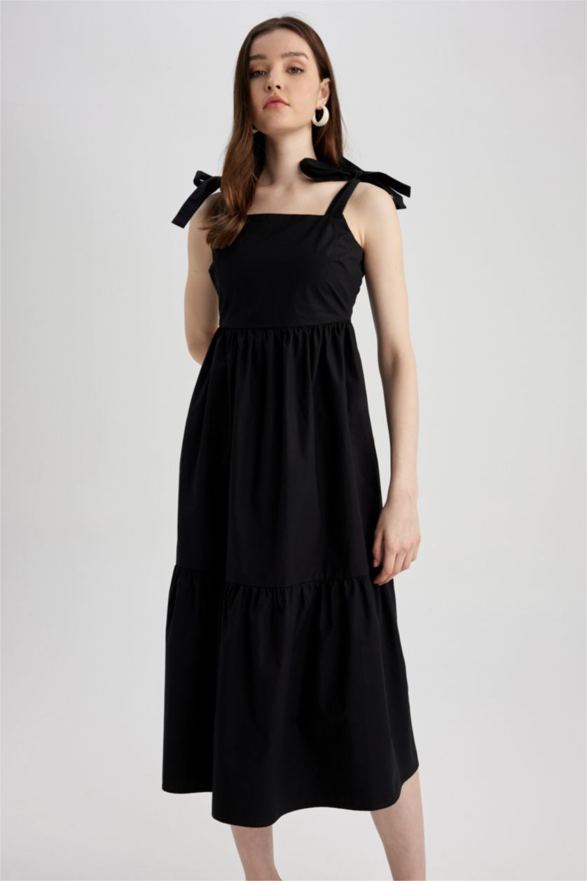 FEMME Noir Robes Popeline