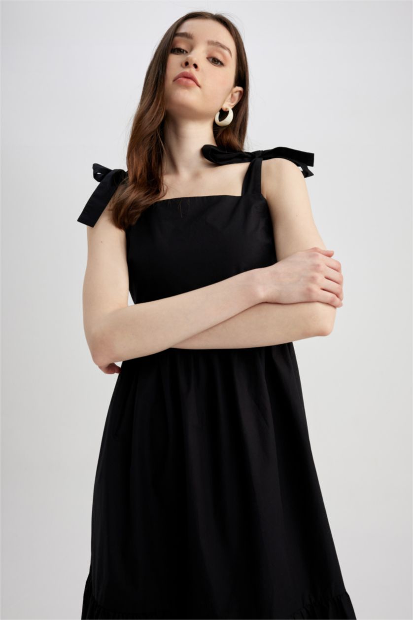 FEMME Noir Robes Popeline