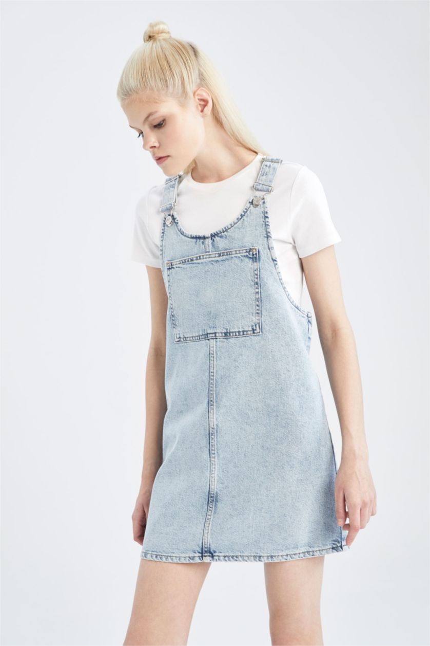 Kadın Açık Mavi Jean Mini Elbise