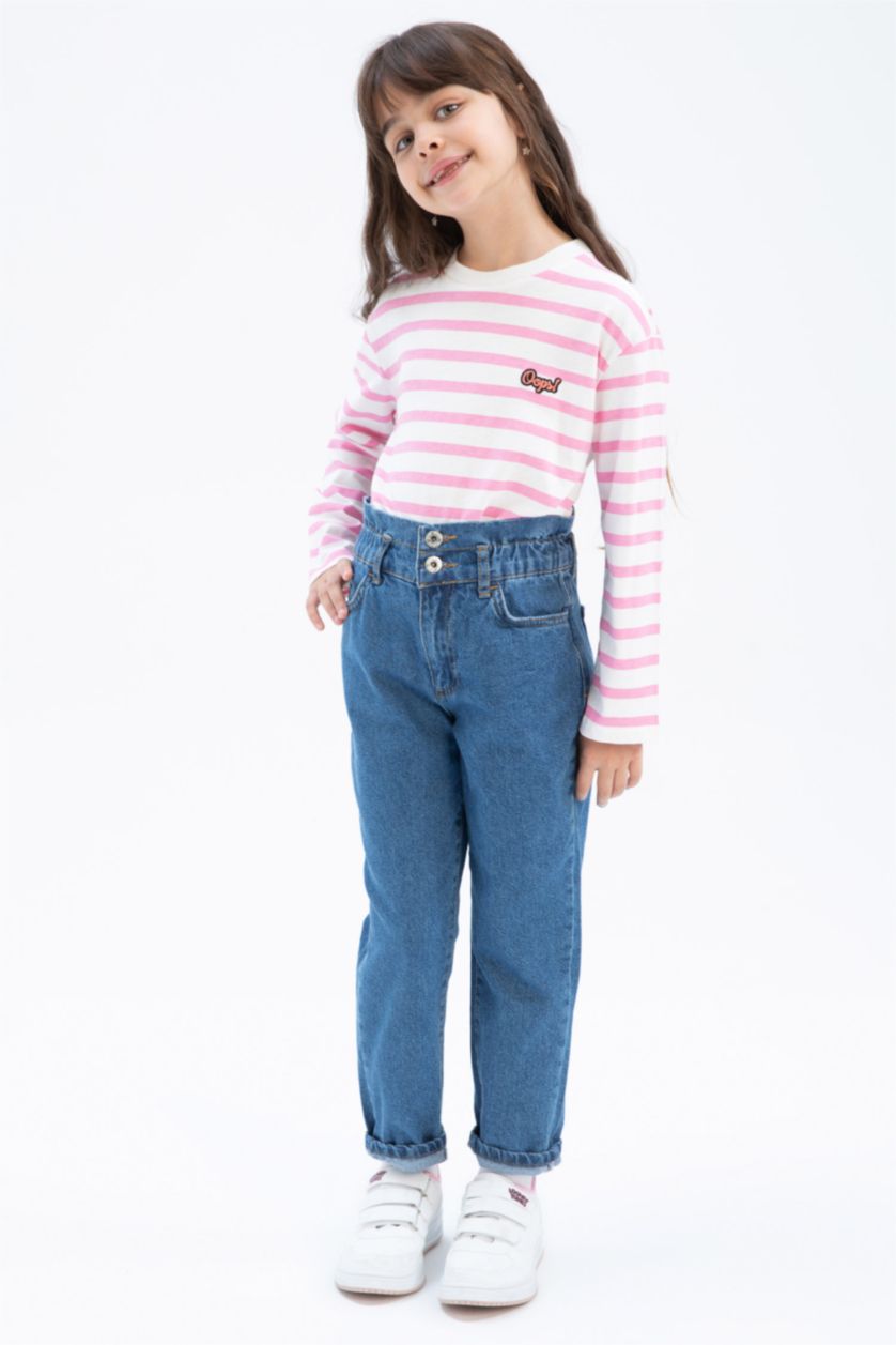 Kız Çocuk - Genç Kız Mavi Kız Çocuk Slouchy Fit Pantolon