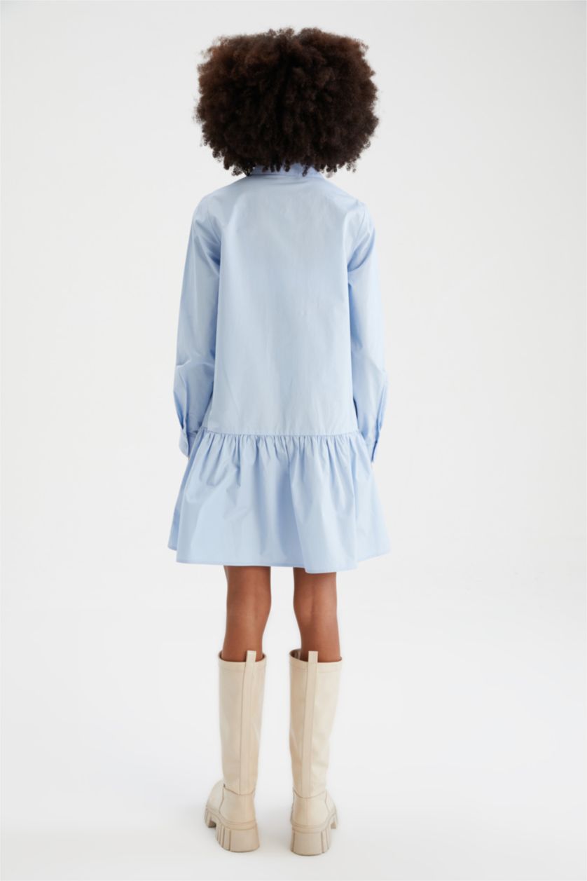 Women Blue Poplin Mini Dress
