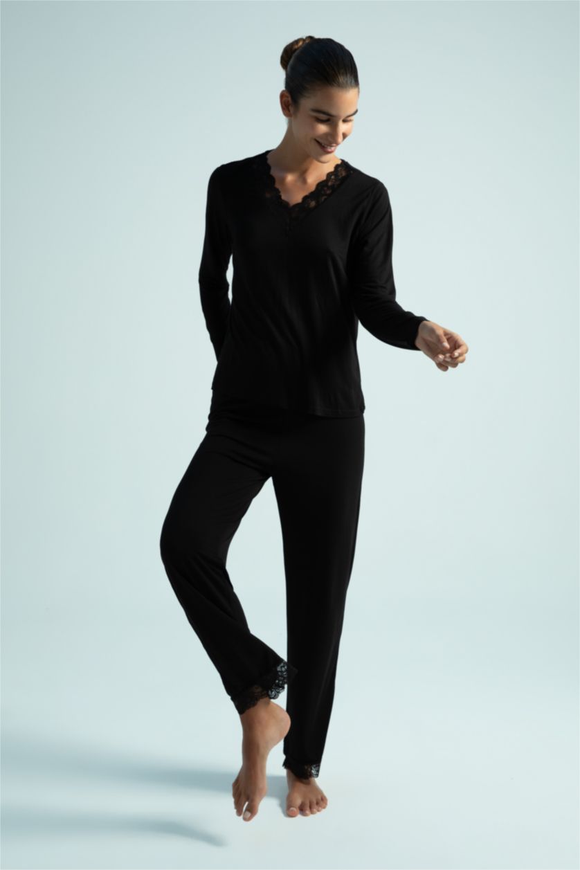 WOMAN Black Viscose 2 piece Set