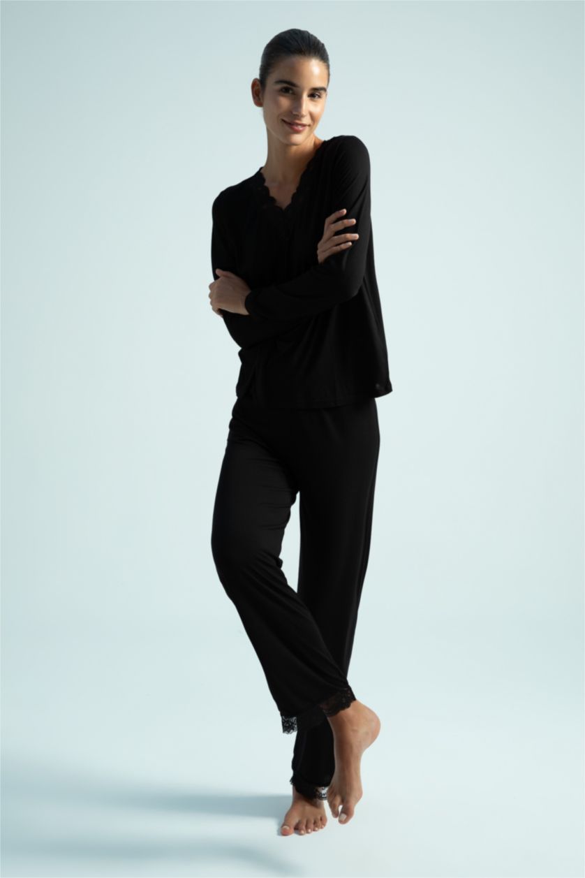 WOMAN Black Viscose 2 piece Set