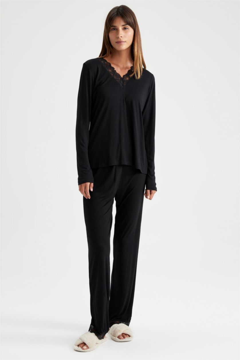 WOMAN Black Viscose 2 piece Set