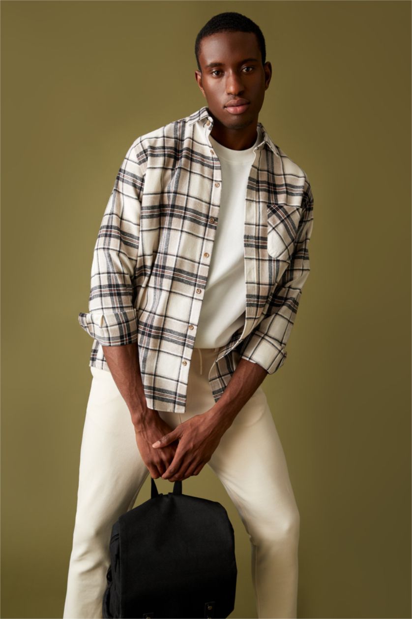 HOMME Blanc Chemises à manches longues Nouvelle coupe régulière Col Polo