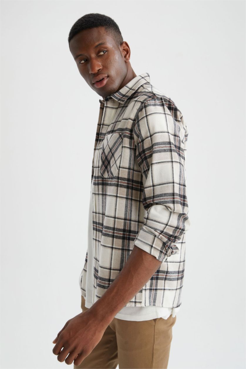 HOMME Blanc Chemises à manches longues Nouvelle coupe régulière Col Polo