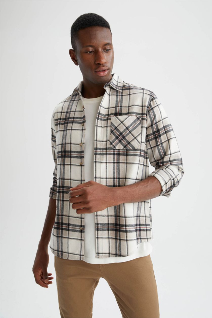 HOMME Blanc Chemises à manches longues Nouvelle coupe régulière Col Polo