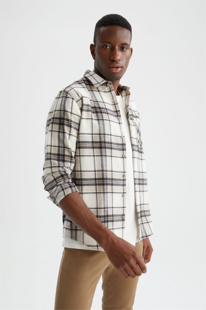 HOMME Blanc Chemises à manches longues Nouvelle coupe régulière Col Polo