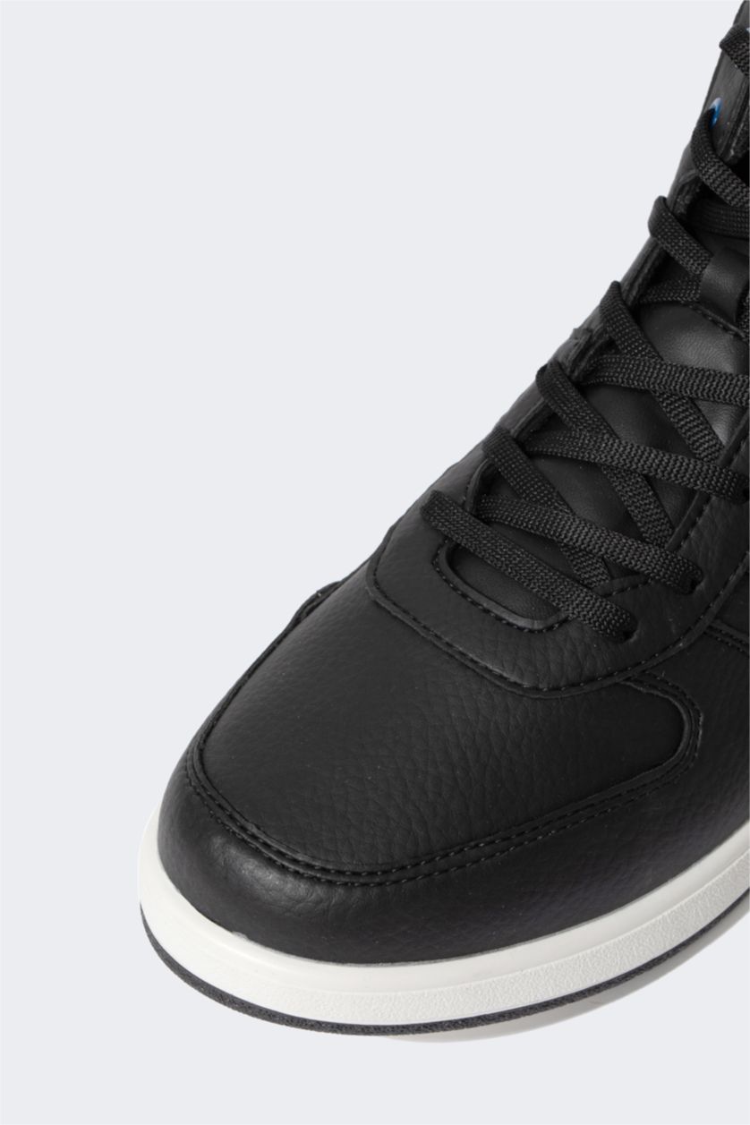 رجالي أسود بوت بكعب عالي برباط