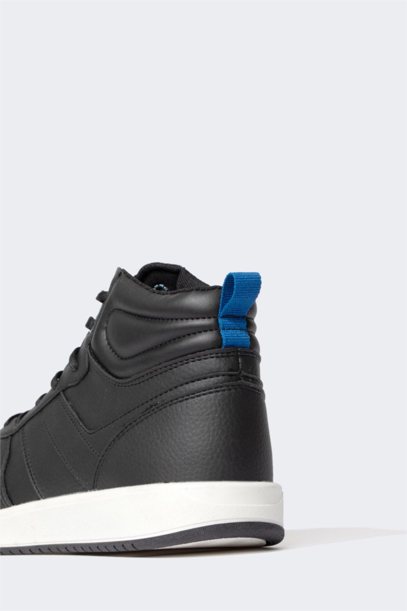 رجالي أسود بوت بكعب عالي برباط