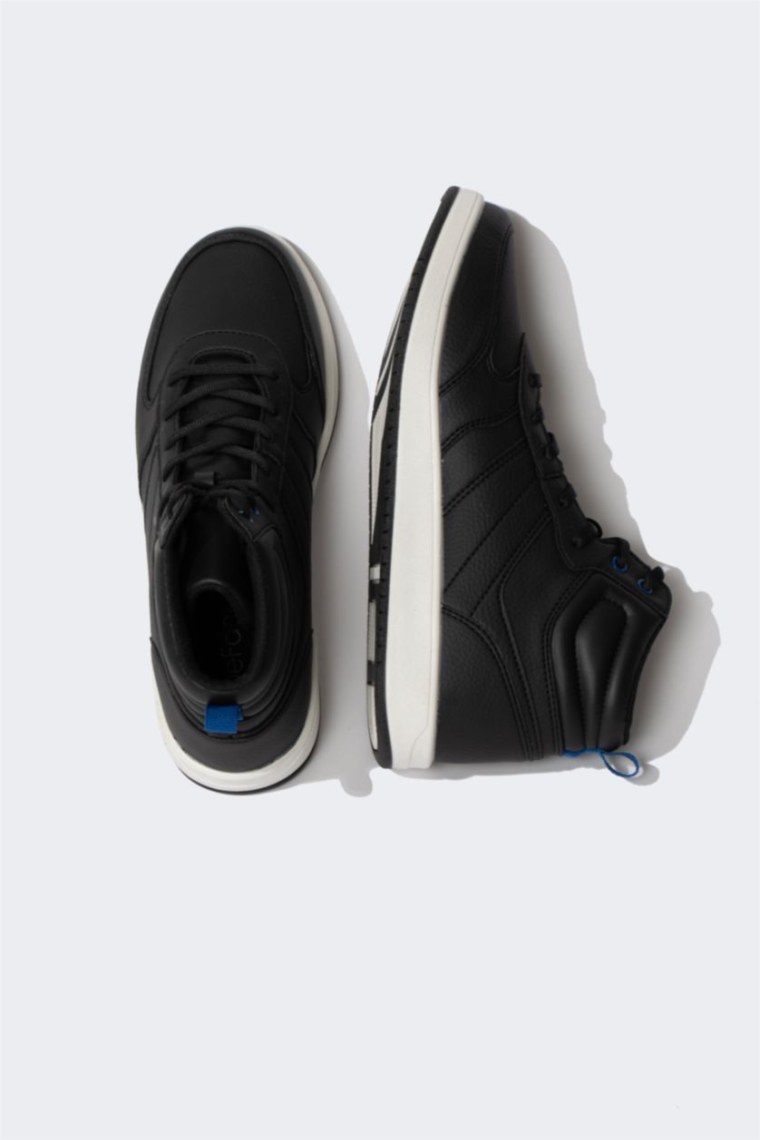 رجالي أسود بوت بكعب عالي برباط