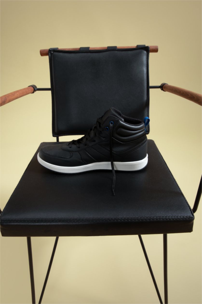 رجالي أسود بوت بكعب عالي برباط