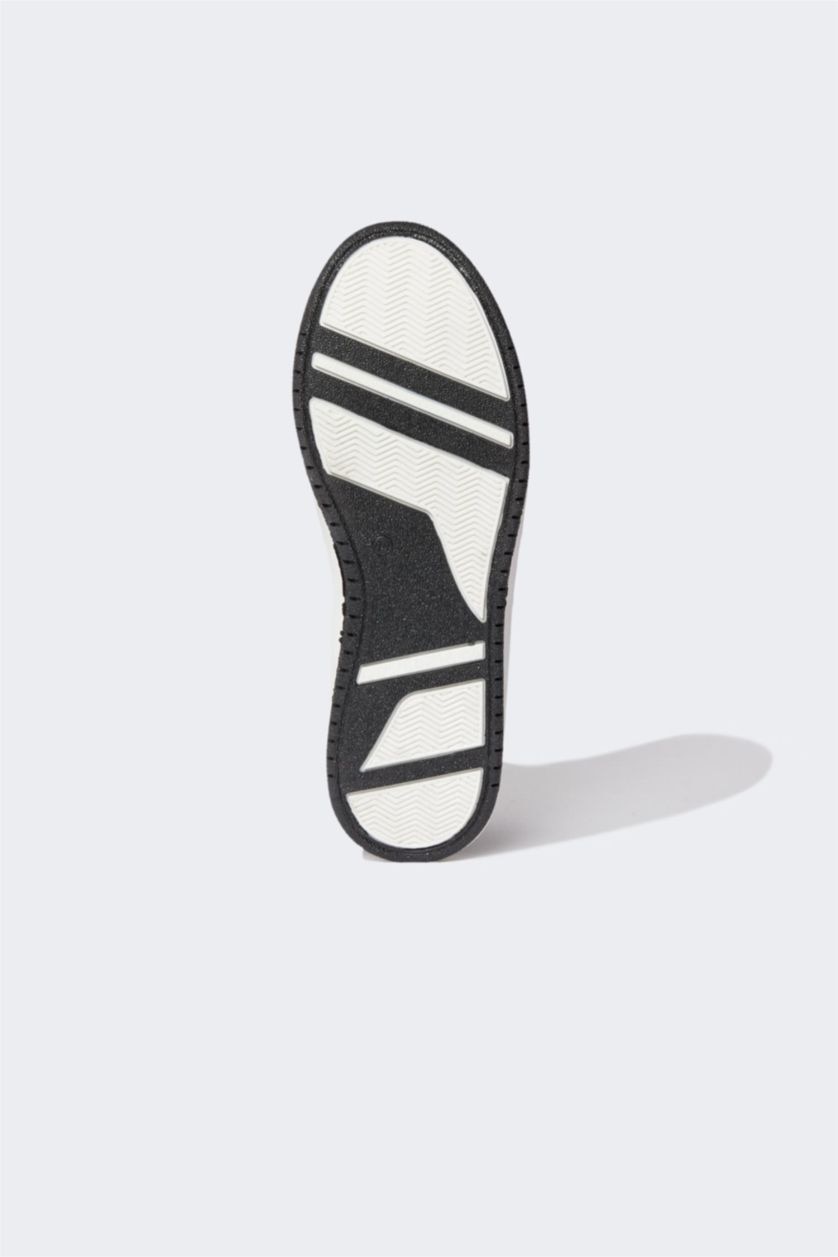 Erkek Siyah Erkek Suni Deri Bağcıklı Bilekli Spor Ayakkabı