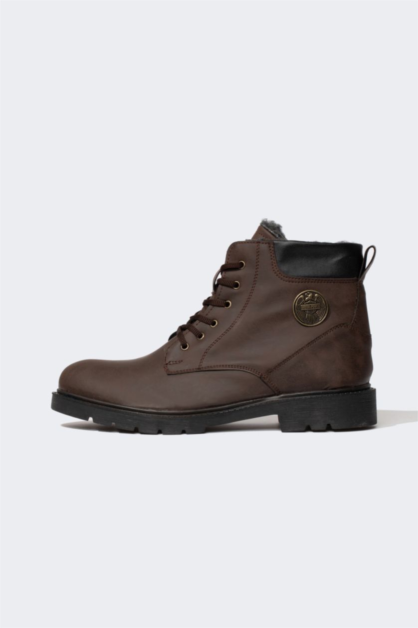 HOMME Marron Bottes Lacé et Fermeture Éclair Semelle Dentelée Homme