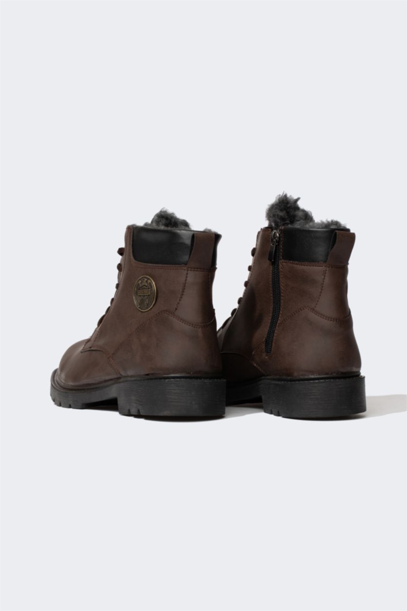 HOMME Marron Bottes Lacé et Fermeture Éclair Semelle Dentelée Homme