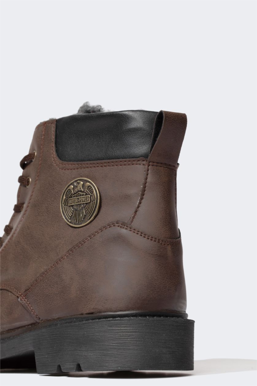 HOMME Marron Bottes Lacé et Fermeture Éclair Semelle Dentelée Homme