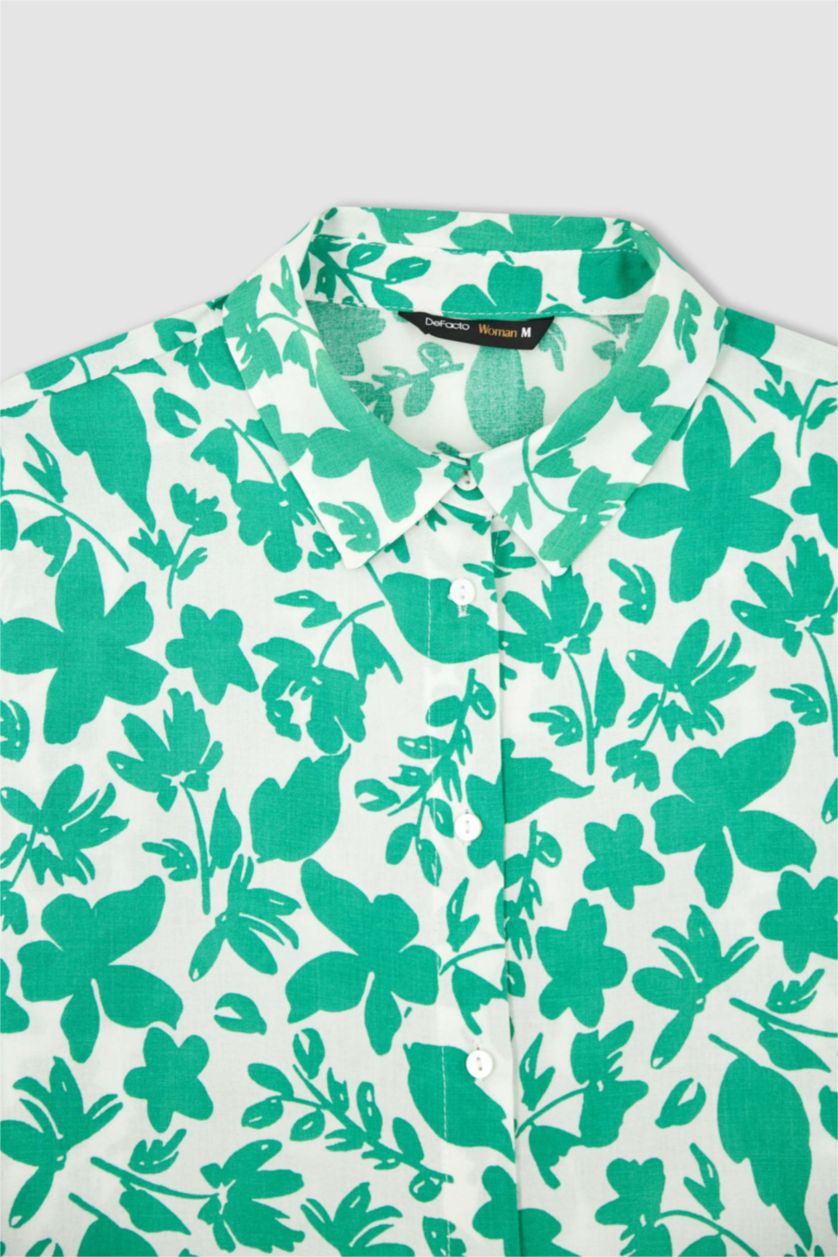 Женская Зеленый Рубашка стандартного кроя с длинным рукавом