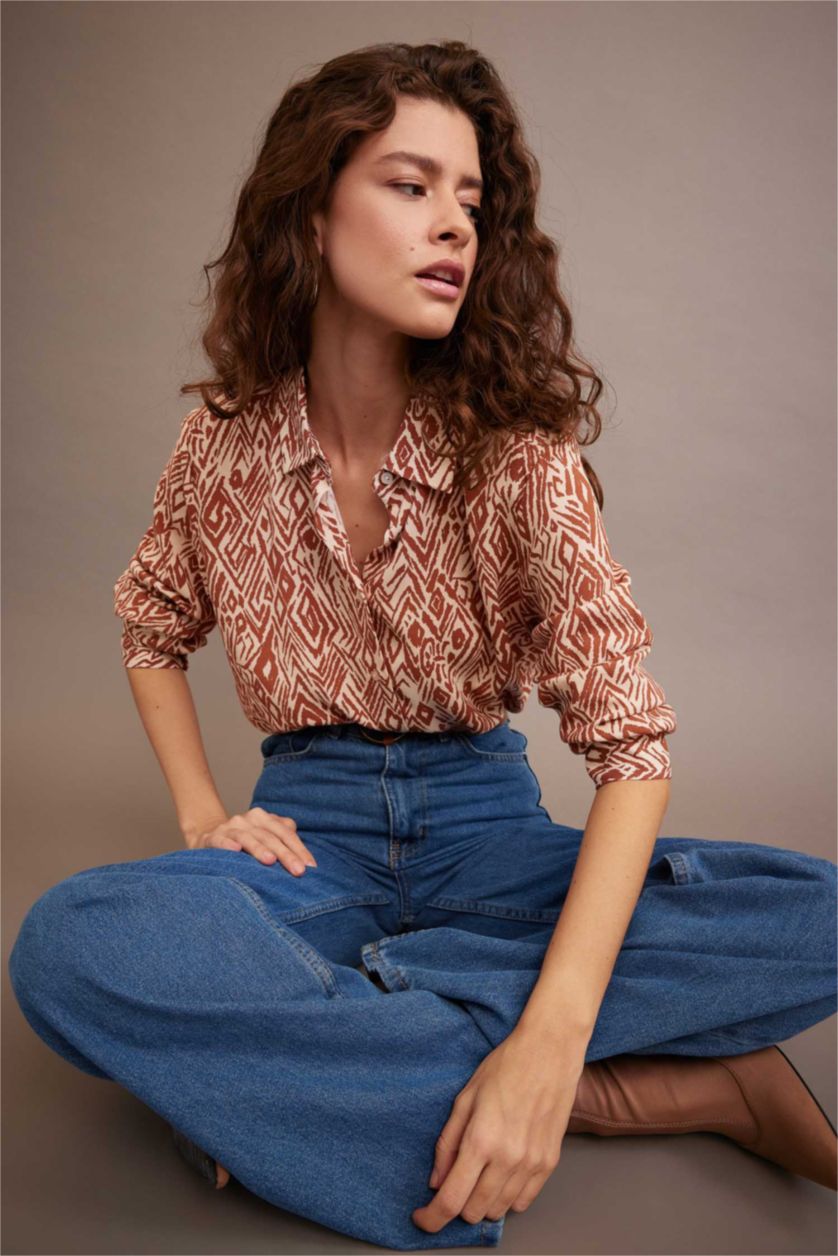 حريمي كامل قميص بأكمام طويلة وقصة واسعة