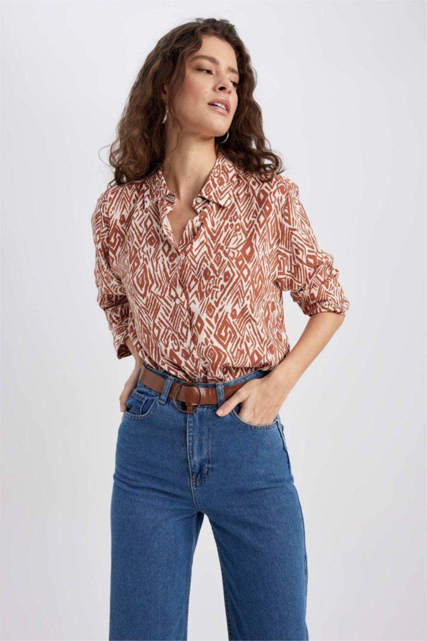 حريمي كامل قميص بأكمام طويلة وقصة واسعة