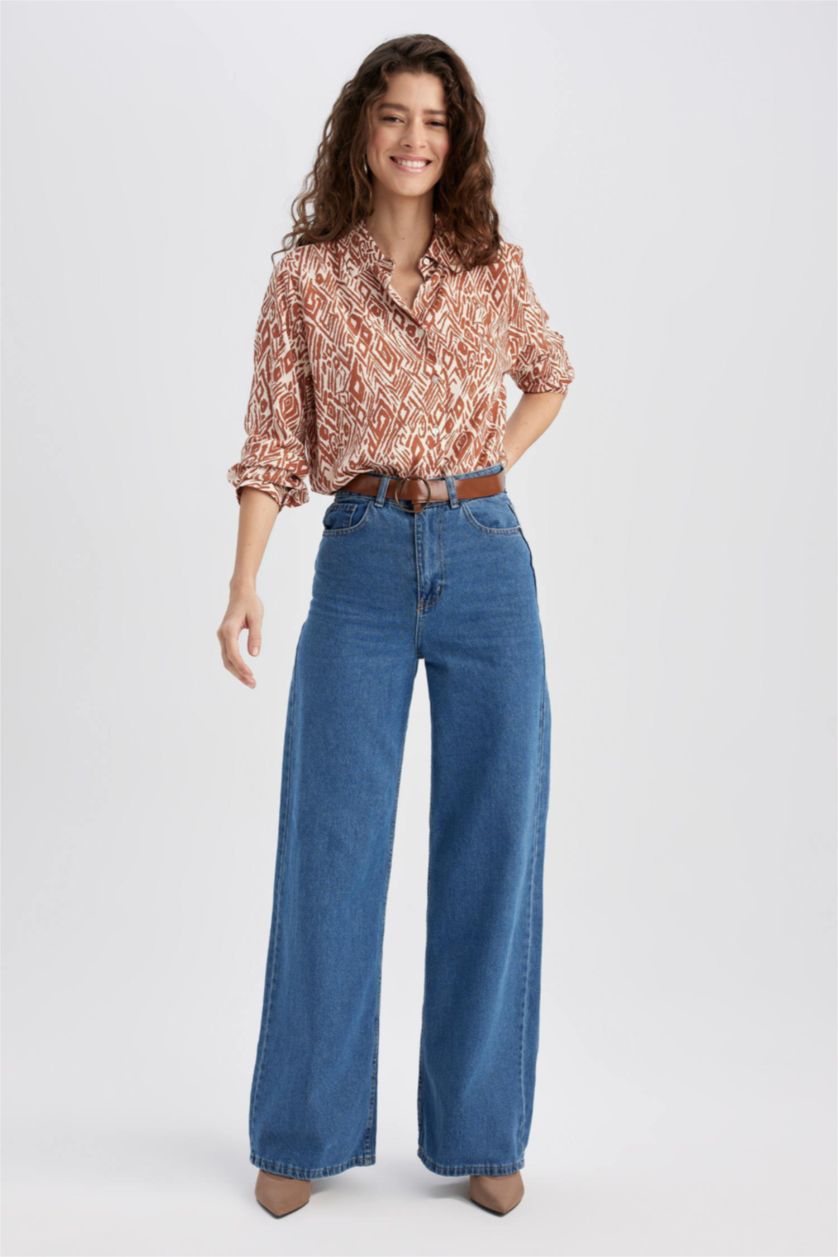 حريمي كامل قميص بأكمام طويلة وقصة واسعة