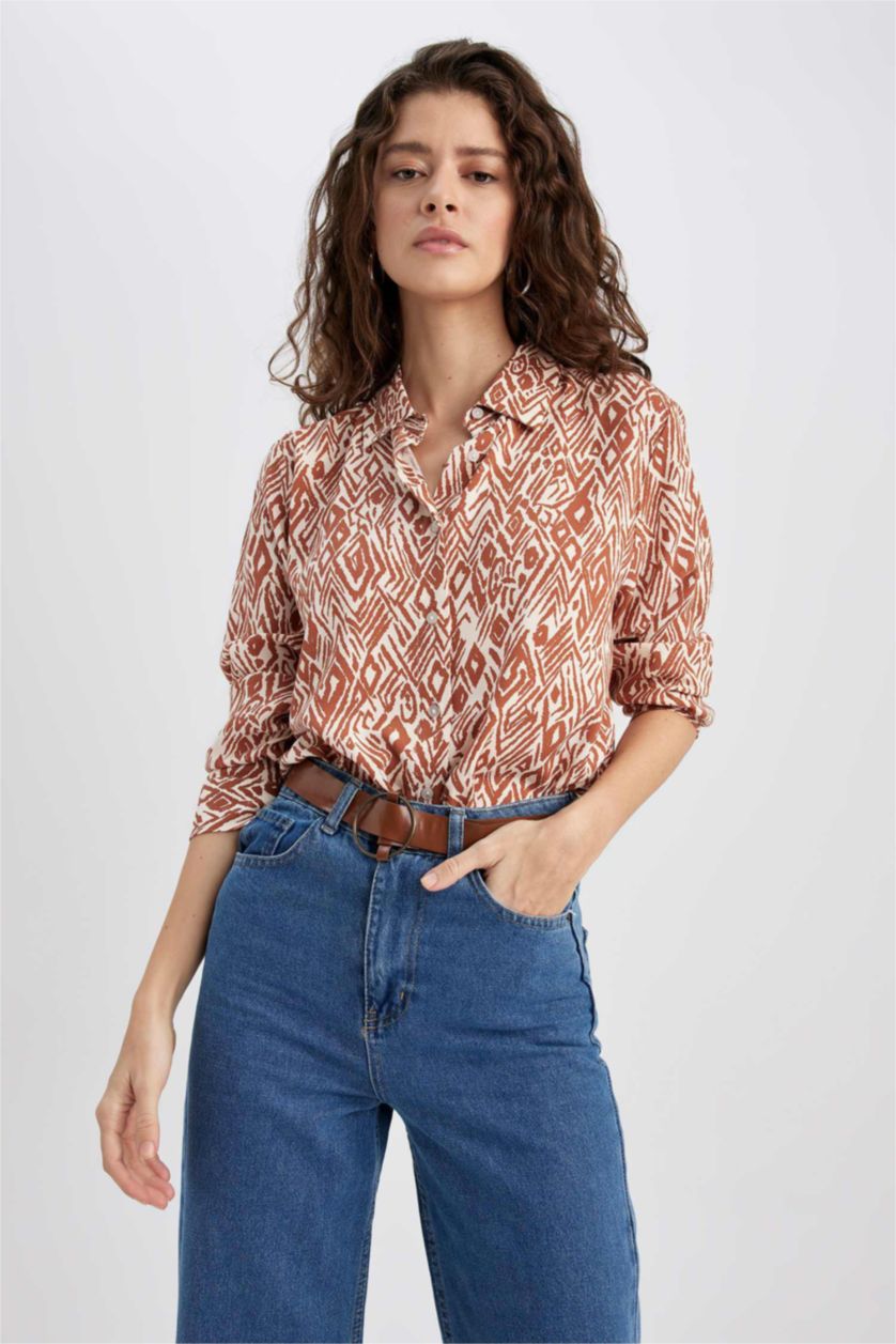 حريمي كامل قميص بأكمام طويلة وقصة واسعة