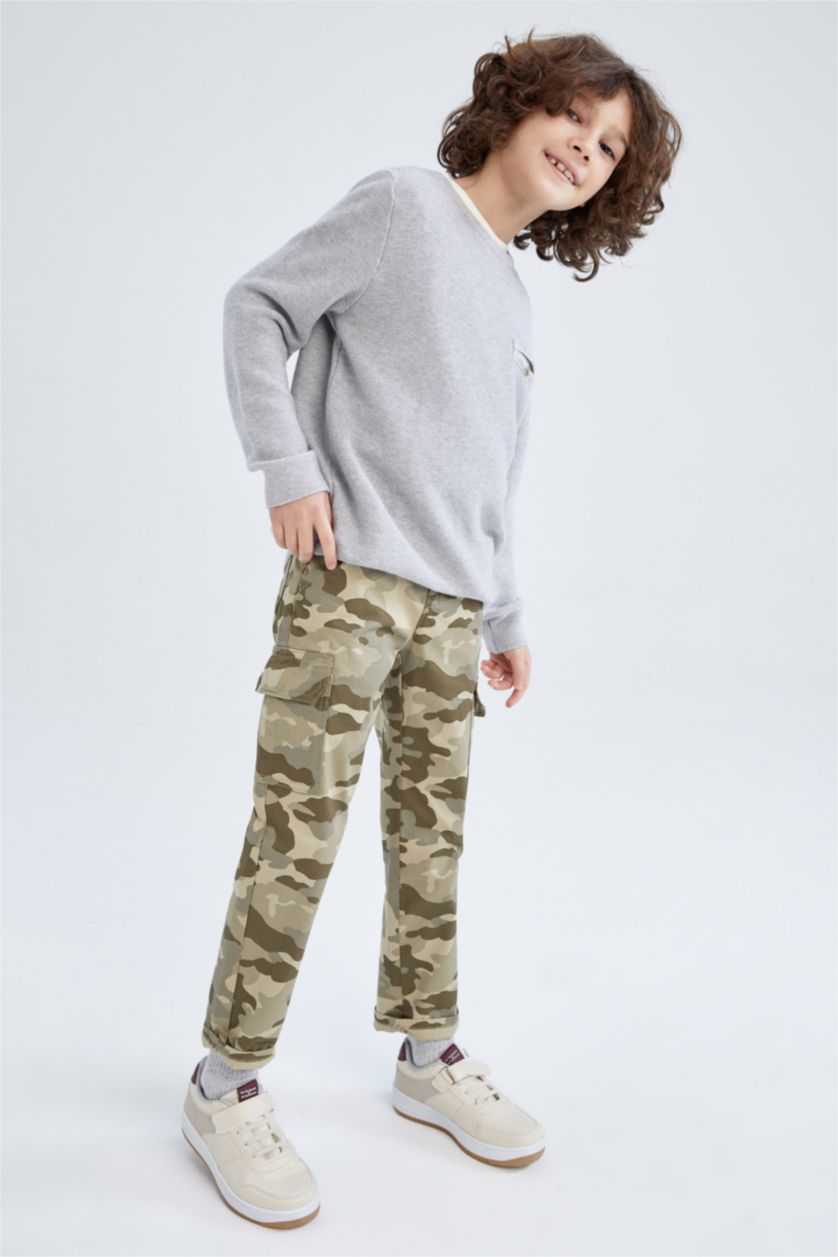 Хлопчачий Світло-сірий меланж Пуловер стандартного крою з круглим вирізом з бавовни для хлопчиків