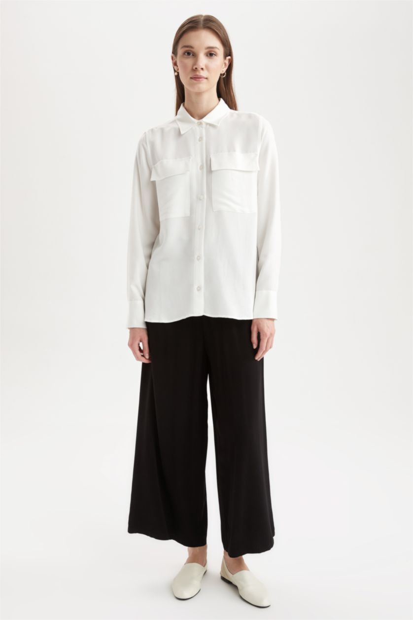 FEMME Noir Pantalon large en viscose Belmando coupe décontractée