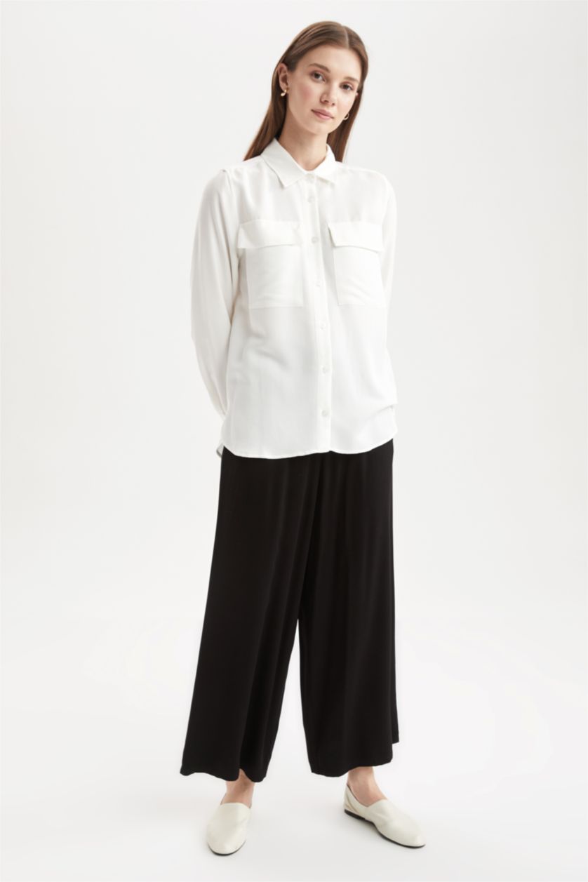 FEMME Noir Pantalon large en viscose Belmando coupe décontractée