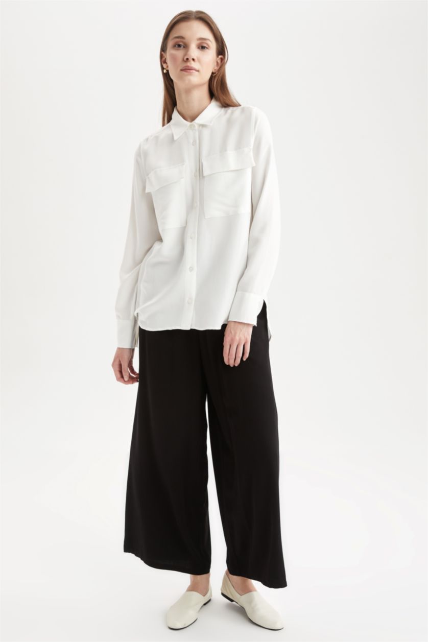 FEMME Noir Pantalon large en viscose Belmando coupe décontractée