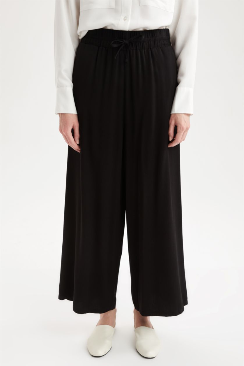 FEMME Noir Pantalon large en viscose Belmando coupe décontractée