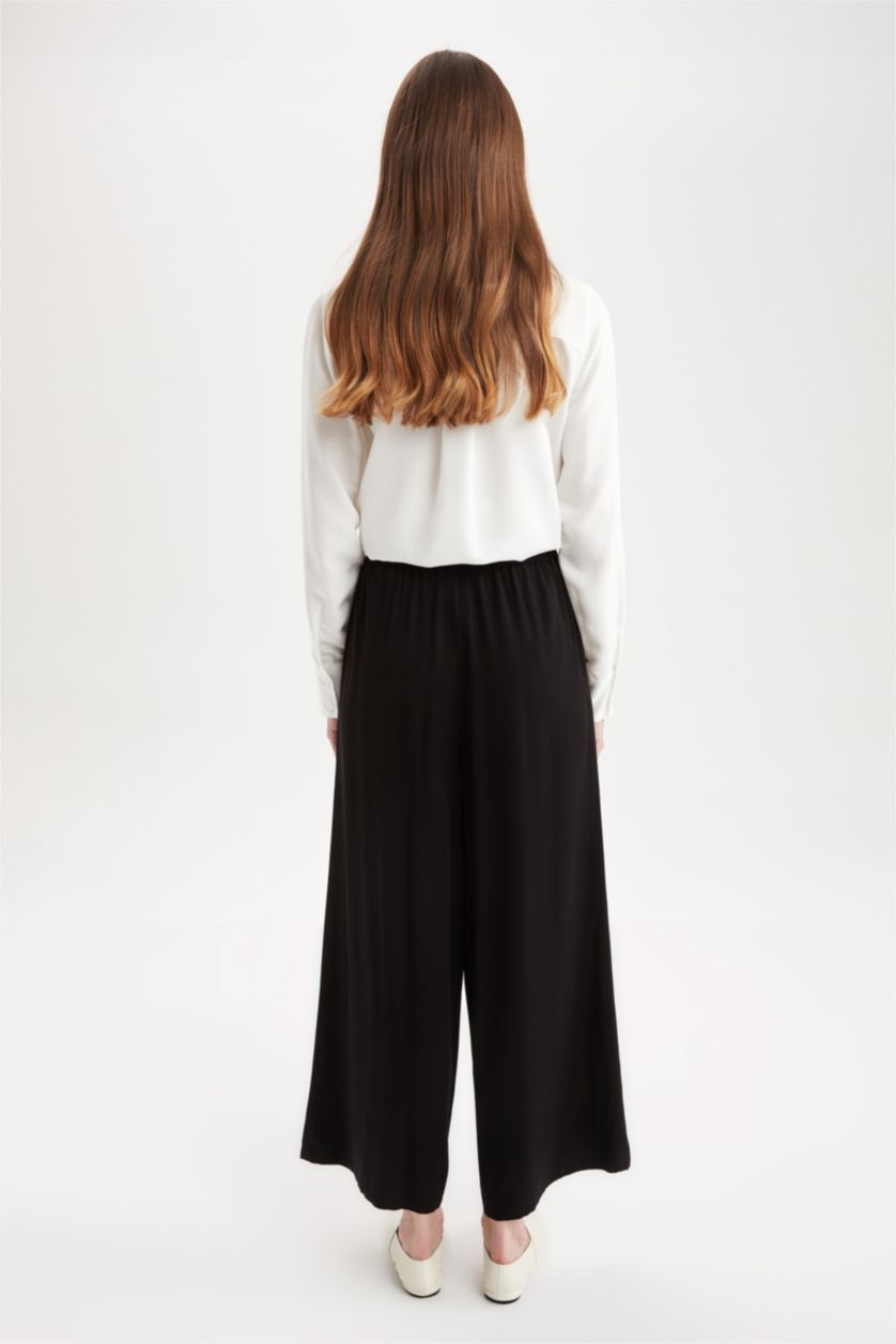 FEMME Noir Pantalon large en viscose Belmando coupe décontractée