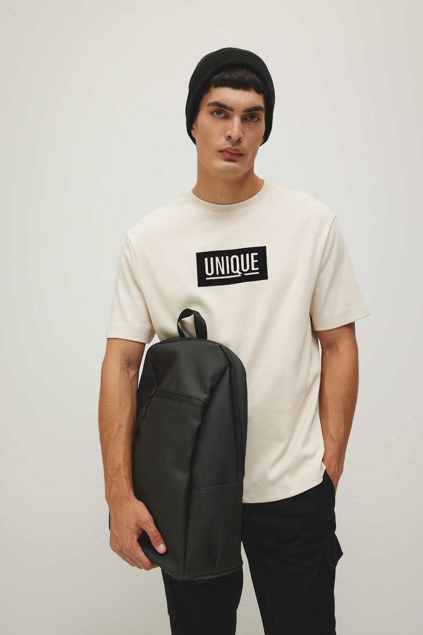 Чоловічий Чорний Рюкзак зі штучної шкіри для чоловіків