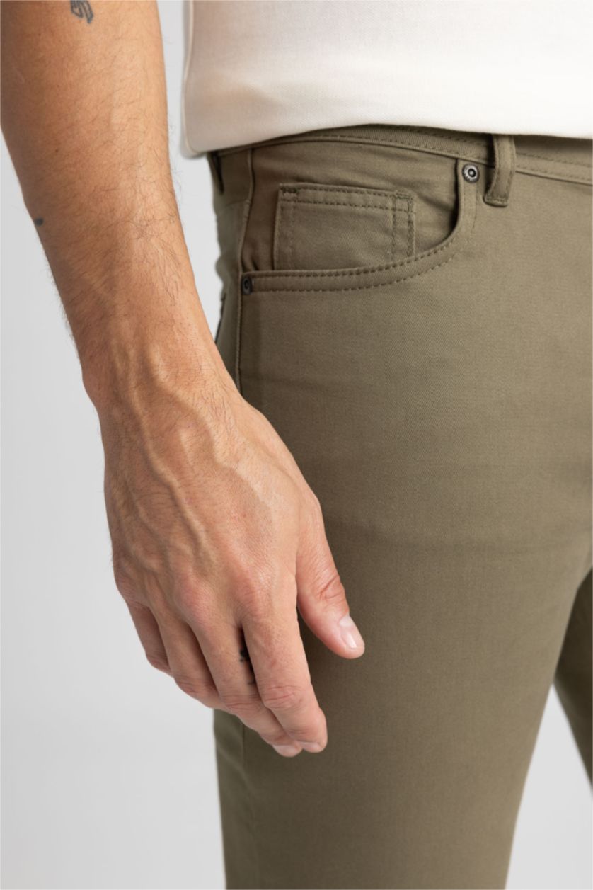 HOMME Kaki Pantalon La Gabardıne Coupe Régulière Ourlet régulier