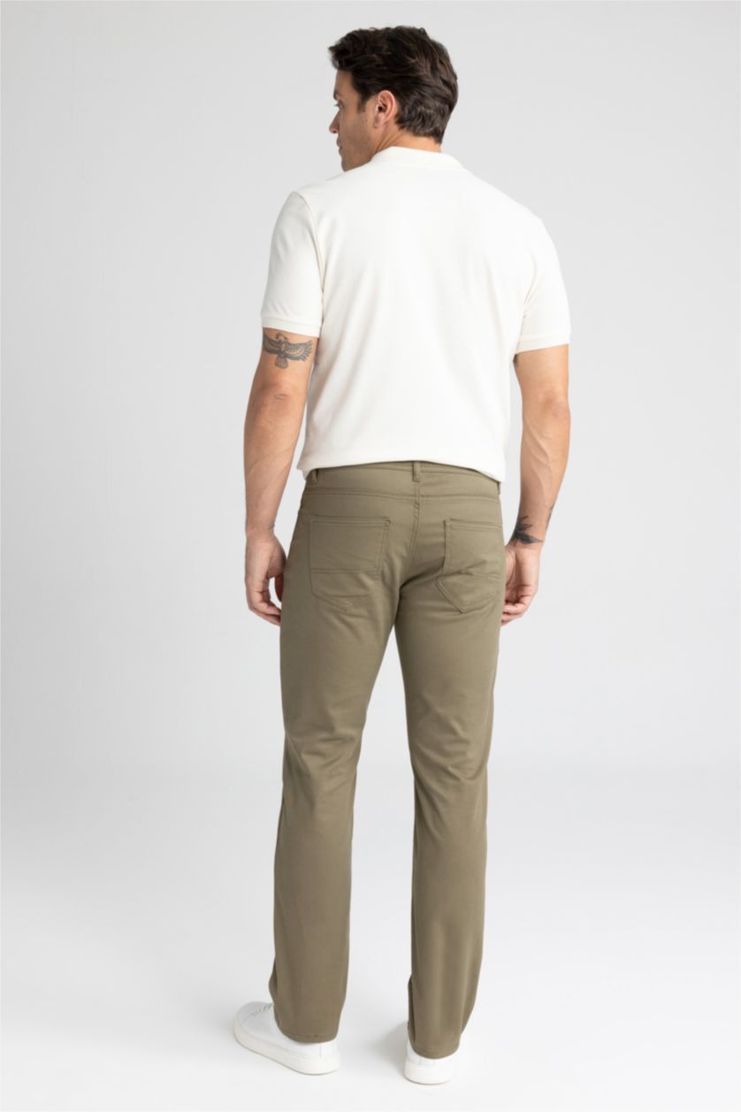HOMME Kaki Pantalon La Gabardıne Coupe Régulière Ourlet régulier