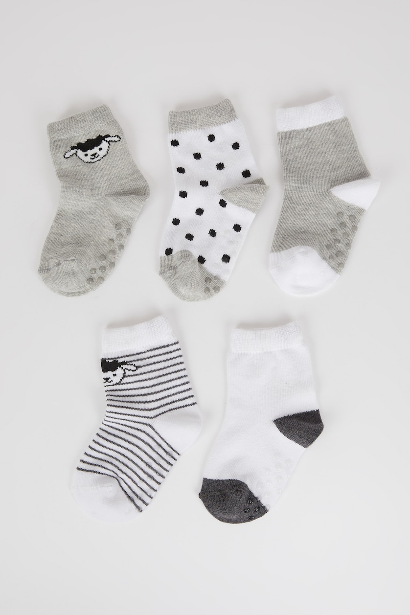 Baby Boys Karma Baby Boy Cotton Non-Slip Sole 5 Pack Long Socks