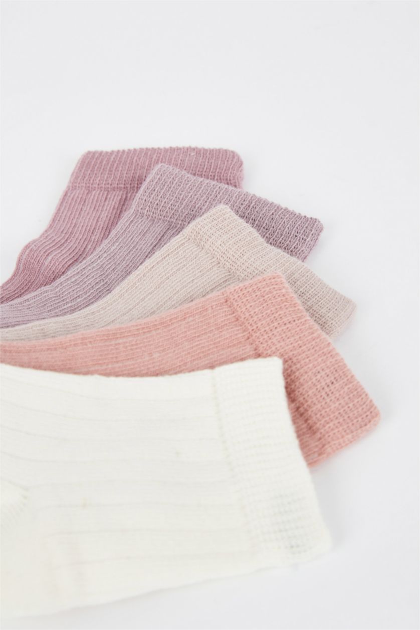 Kız Bebek Karma Kız Bebek Pamuklu Kaydırmaz Tabanlı 5'li Uzun Çorap