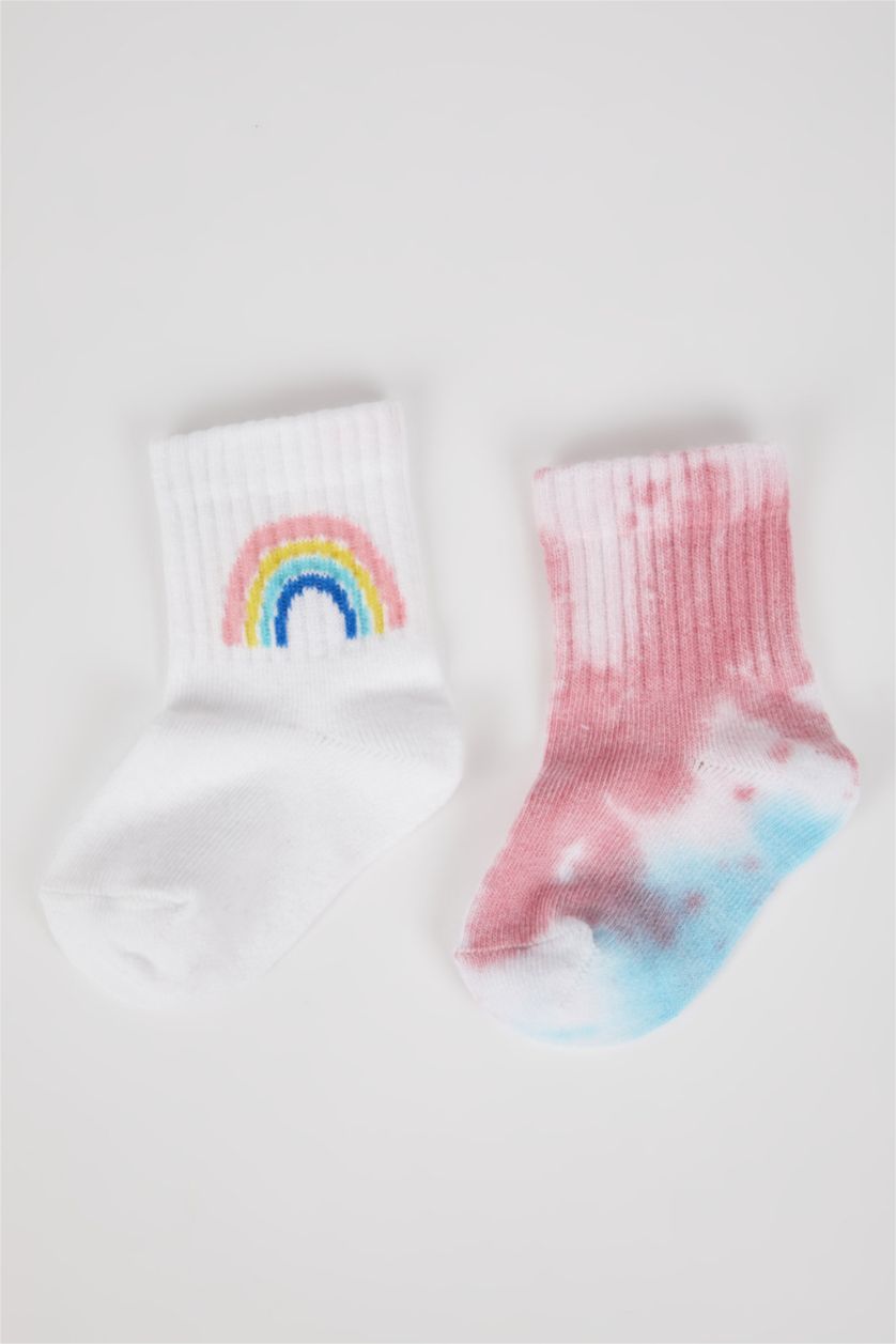 Kız Bebek Karma 2'li Pamuklu Uzun Çorap Kız Bebek