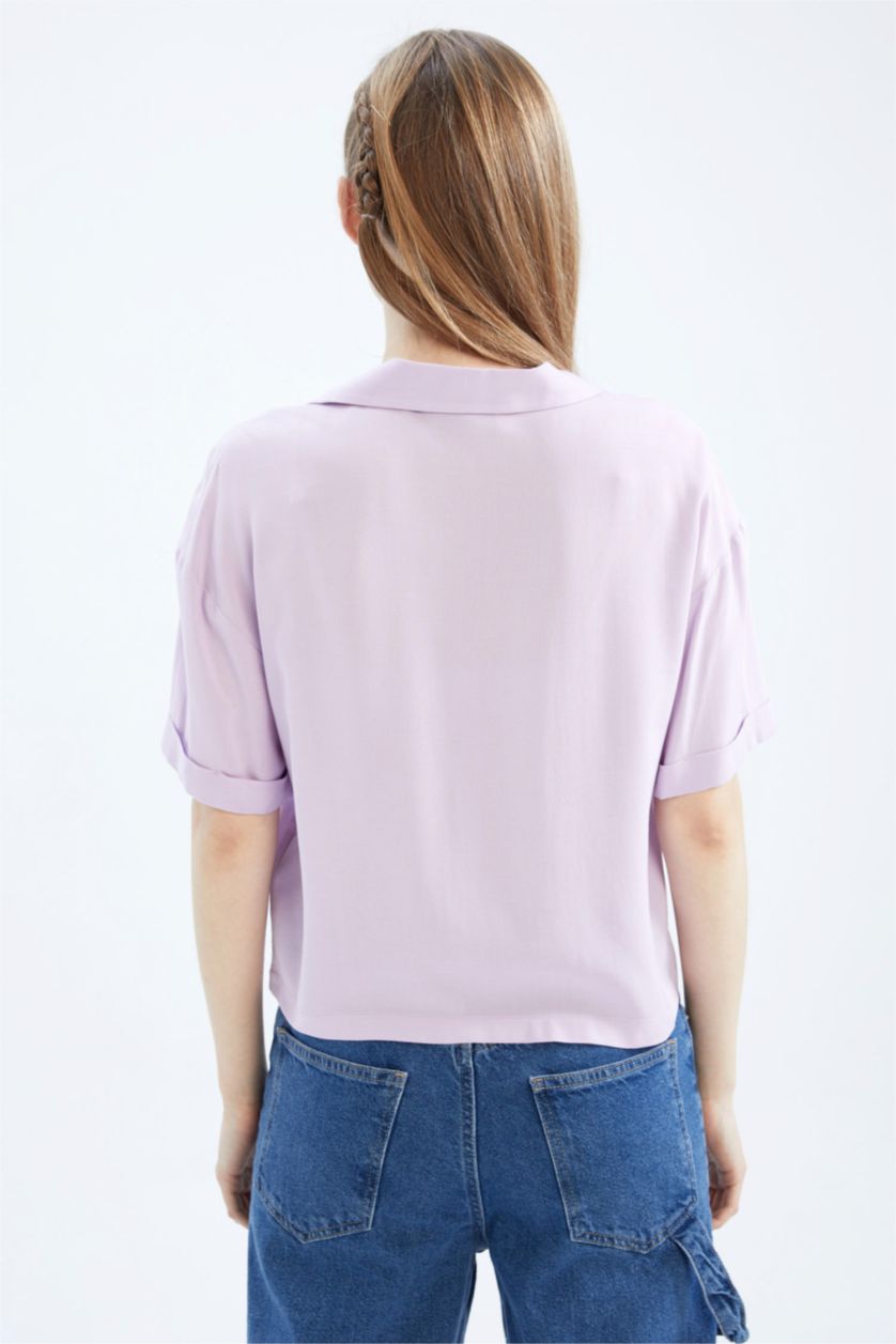 WOMAN Lilac Oversize Fit Short Sleeve Shirt