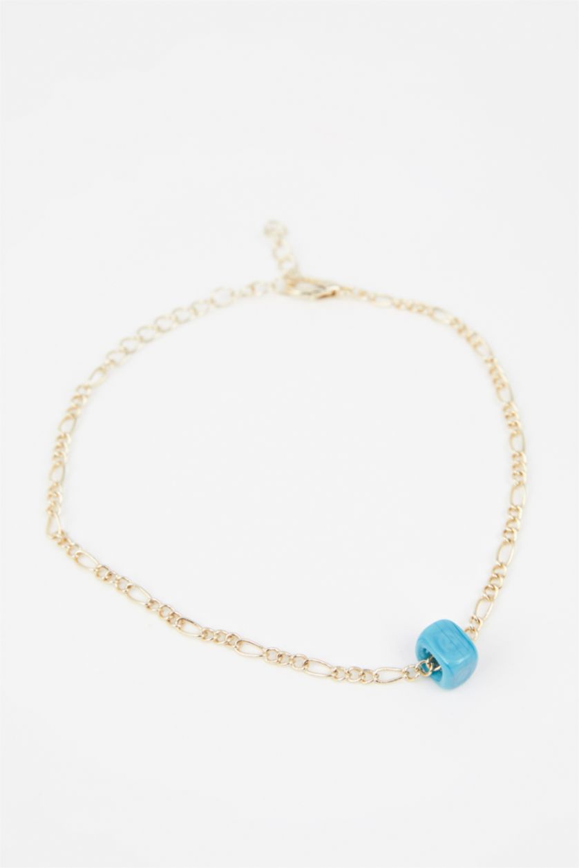 Kadın Altın Altın Renkli Mavi Boncuklu Bileklik