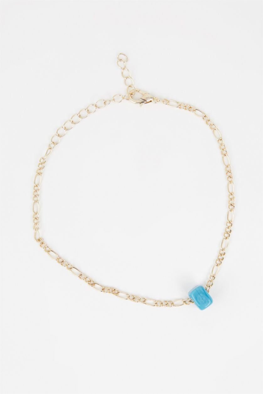 Kadın Altın Altın Renkli Mavi Boncuklu Bileklik