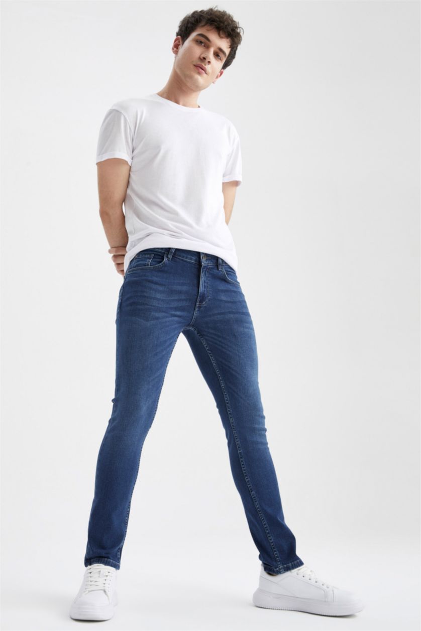 HOMME Bleu Jean slim taille haute