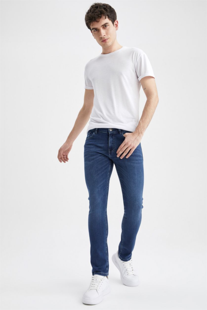 HOMME Bleu Jean slim taille haute