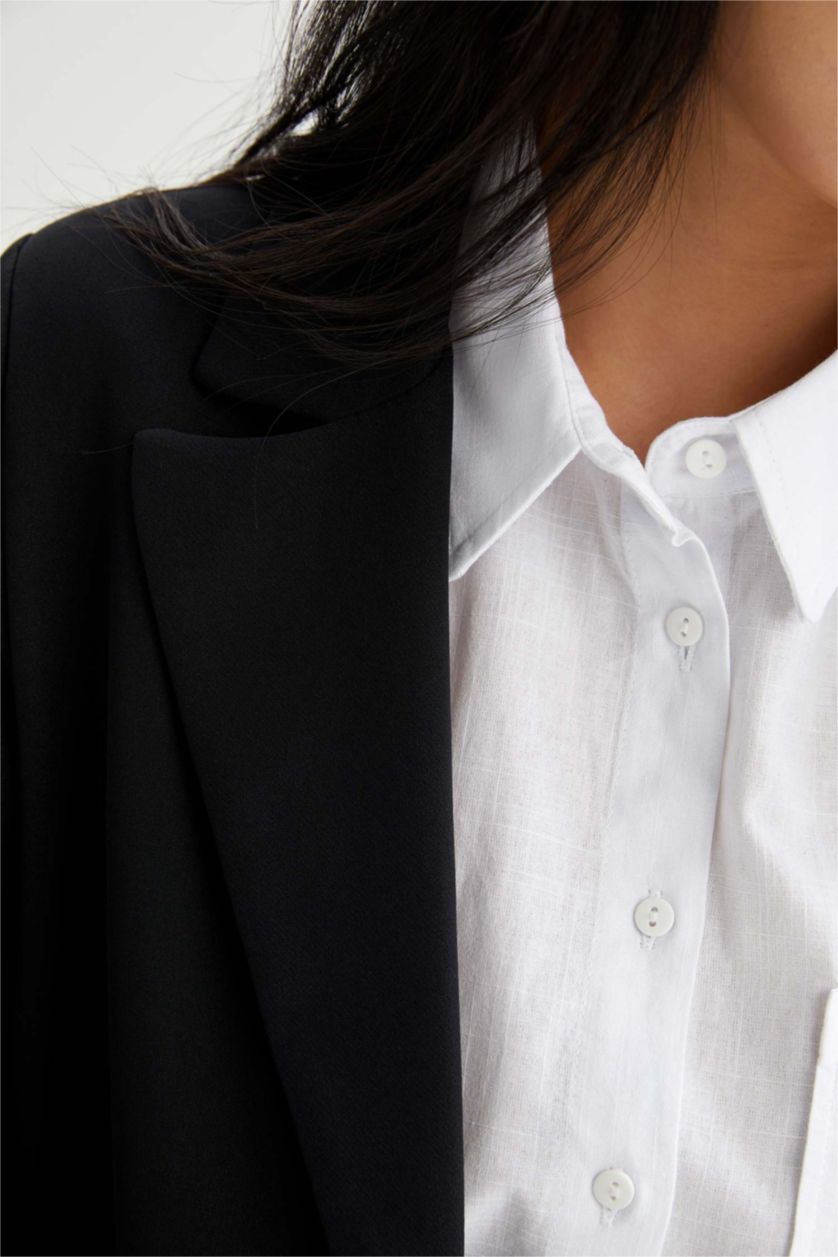 Kadın Siyah Regular Fıt Blazer Ceket