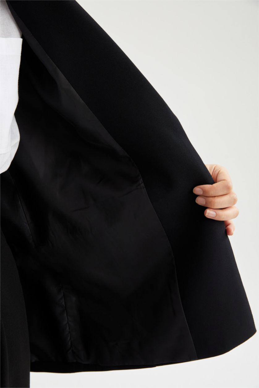 Kadın Siyah Regular Fıt Blazer Ceket