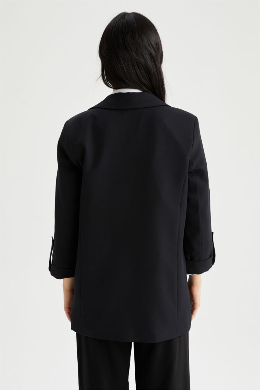 Kadın Siyah Regular Fıt Blazer Ceket