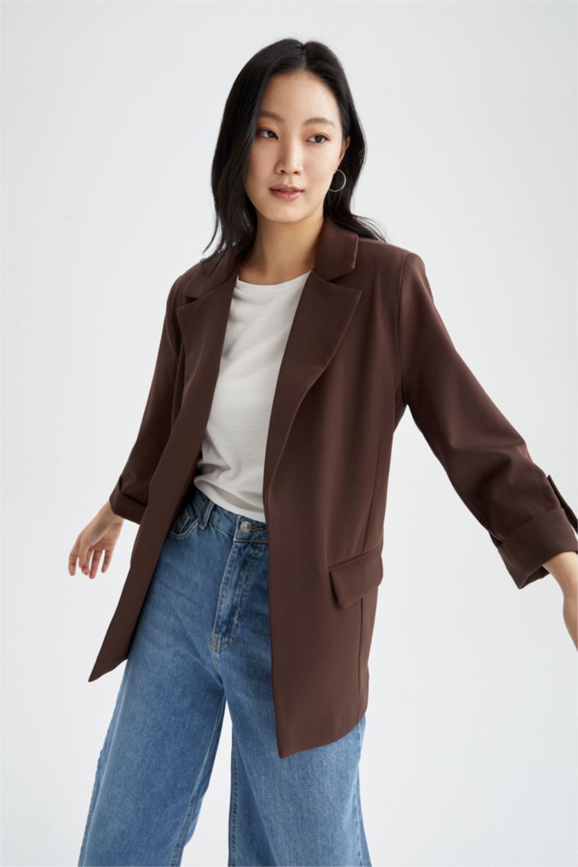 Kadın Kahve Regular Fıt Blazer Ceket