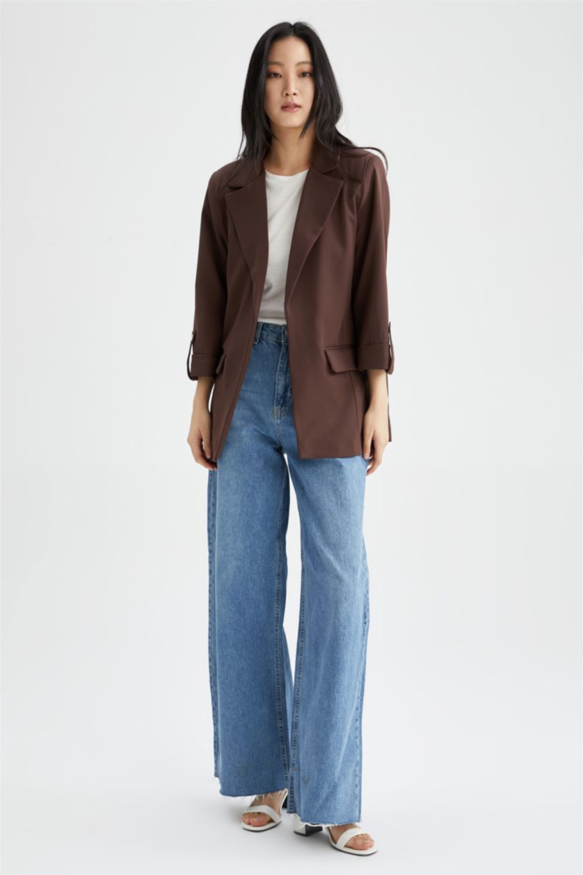Kadın Kahve Regular Fıt Blazer Ceket
